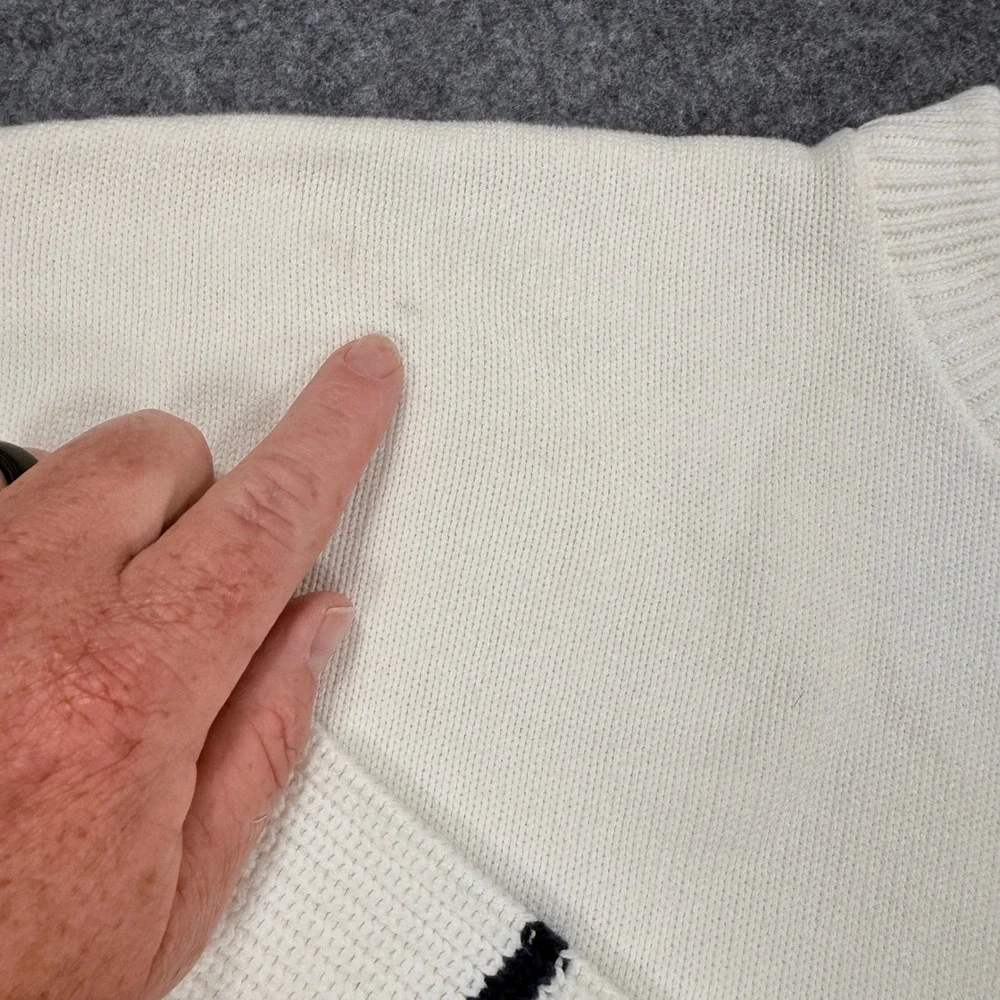 Vantage Custom Classics Mens XXXL White Navy Striped Sailboat Sweater USA Made